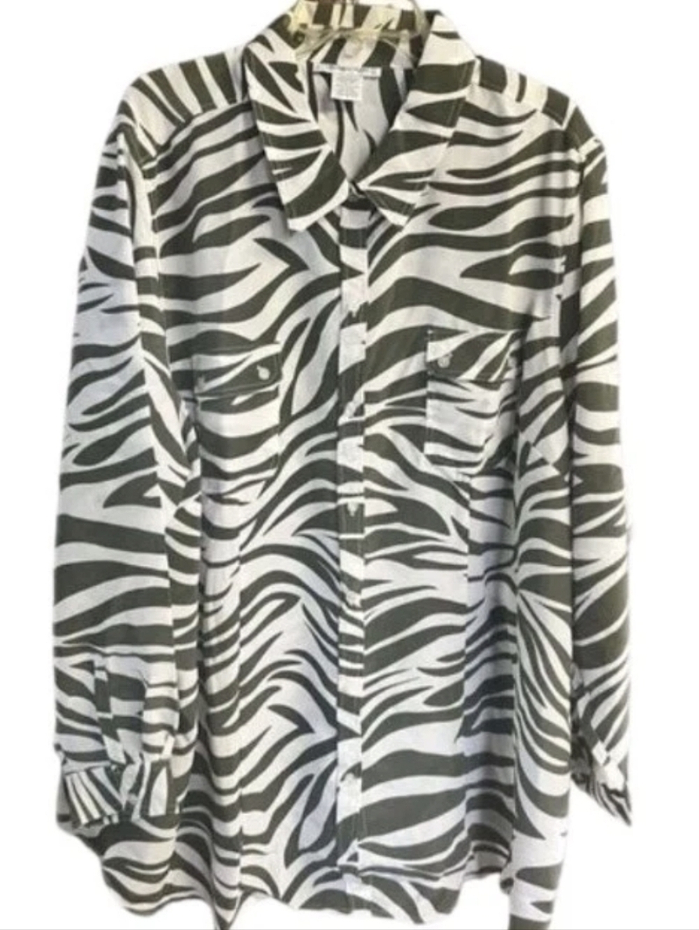 NWOT Chelsea Studio Zebra Print Button Down Blouse 3X Oversized